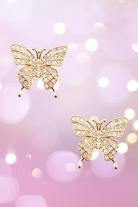 RHINESTONE PAVE BUTTERFLY STUD EARRING