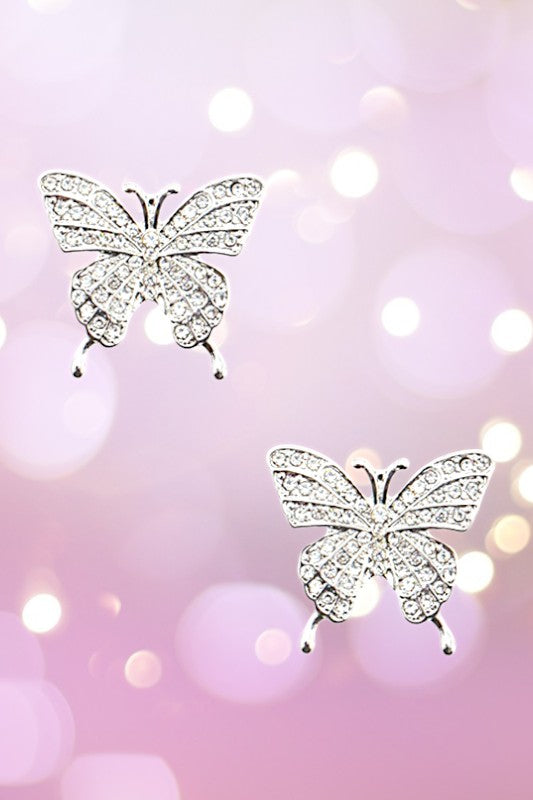 RHINESTONE PAVE BUTTERFLY STUD EARRING