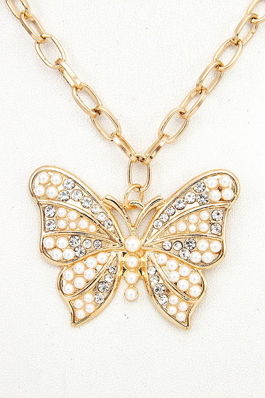 Butterfly Pendant Necklace Set