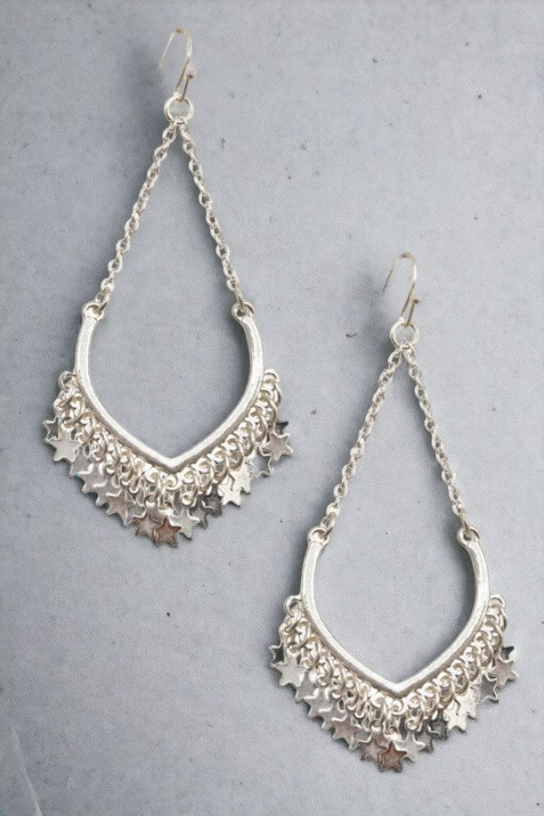 STAR TIPPED CHAIN DROP EARRING