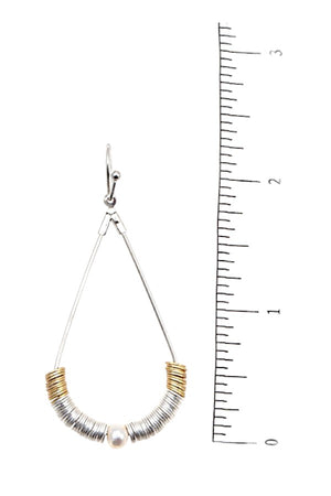 DISC BEAD TEARDROP DANGLE EARRING