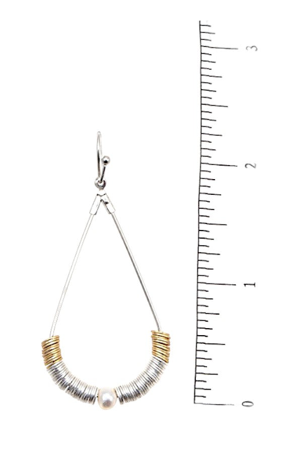 DISC BEAD TEARDROP DANGLE EARRING