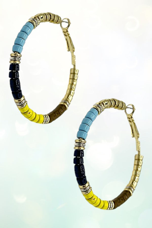 COLOR TUBE BEAD HOOP EARRING