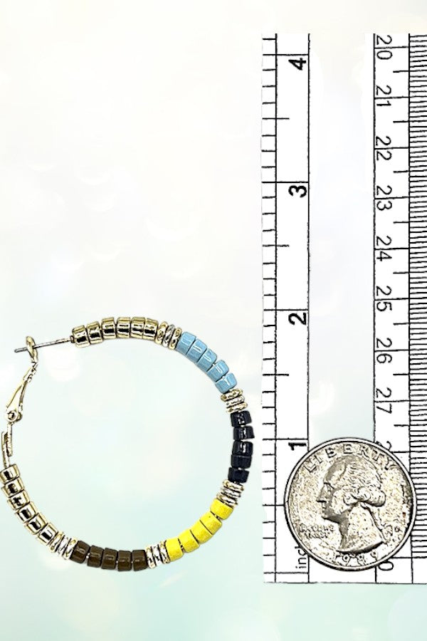 COLOR TUBE BEAD HOOP EARRING