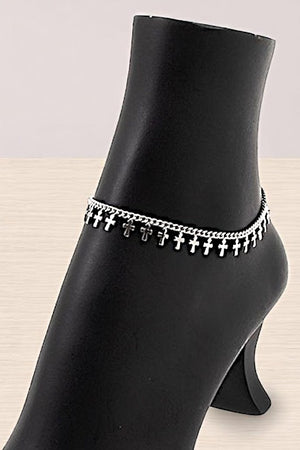 MULTI CROSS DANGLE CHAIN ANKLET