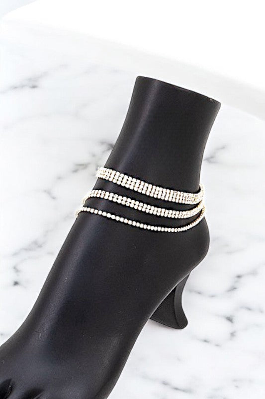 MULTI ROW RHINESTONE PAVE ANKLET