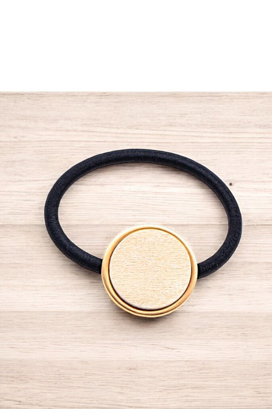 Round Wood Accent Hair Tie