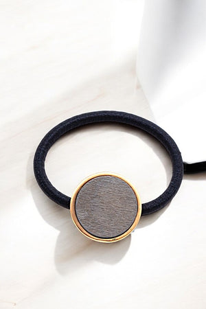 Round Wood Accent Hair Tie