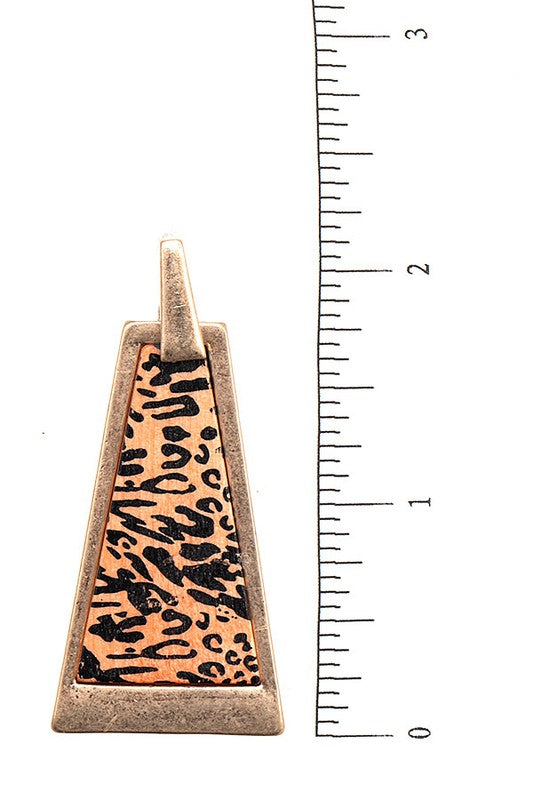 Animal Print Wood Frame Drop Earring