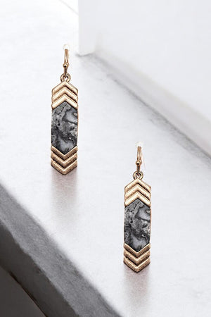 CHEVRON STONE ACCENT DROP EARRING