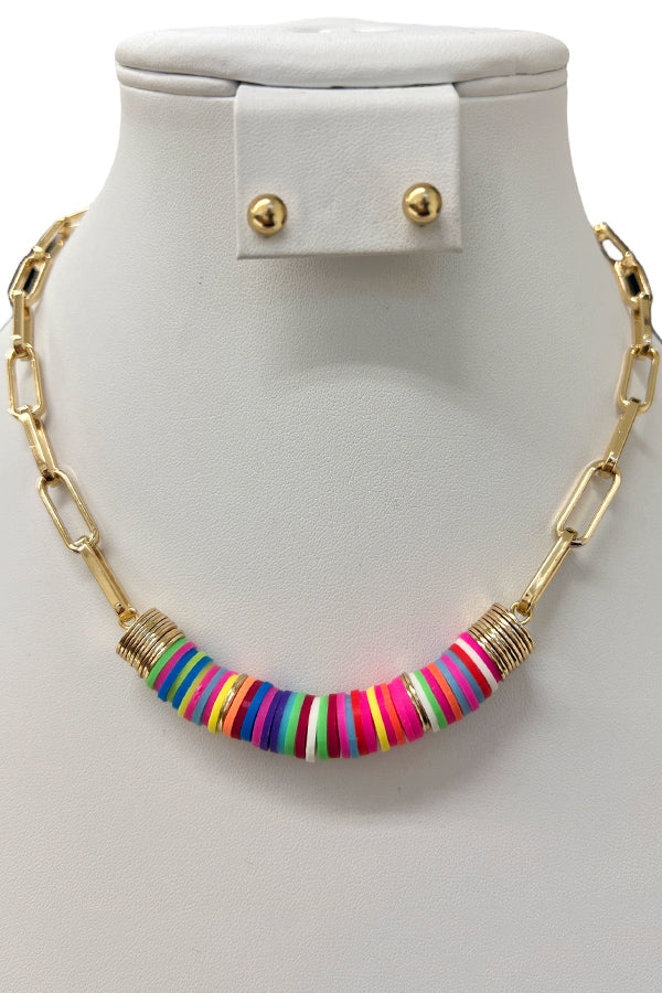 Disk Bead Chain Necklace Set