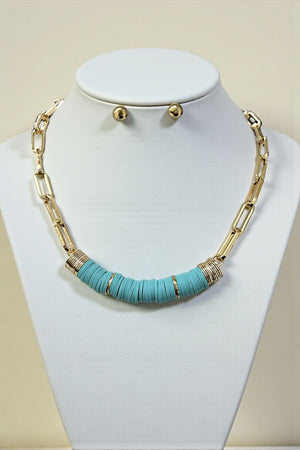 MULTI DISK BEAD CHAIN NECKLACE SET