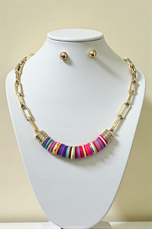 MULTI DISK BEAD CHAIN NECKLACE SET