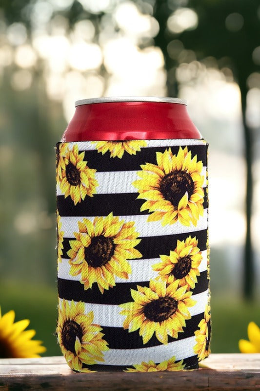 Stripe Sunflower Print Drink Sleeve