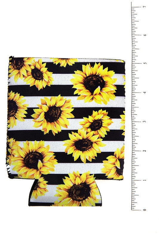 Stripe Sunflower Print Drink Sleeve