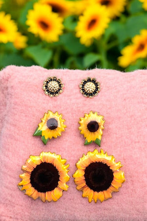 Sunflower Mix Post Earring Set