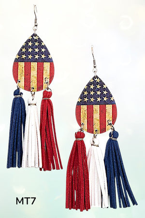 FLORAL TEARDROP FAUX SUEDE TASSEL DROP EARRING
