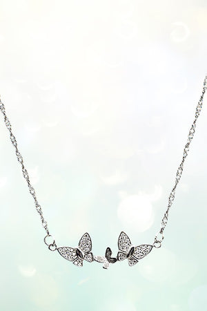 CZ STONE BUTTERFLY LINK PENDANT NECKLACE AND EARRING SET