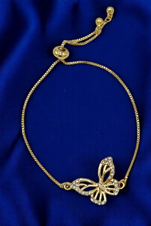 Rhinestone Pave Butterfly Charm Slider Bracelet
