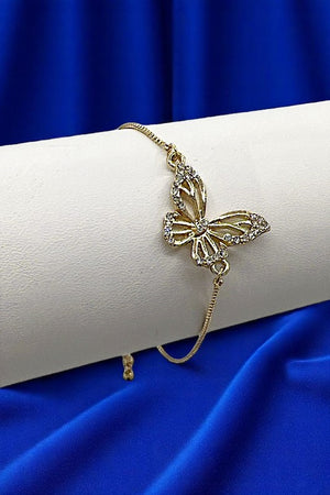 Rhinestone Pave Butterfly Charm Slider Bracelet