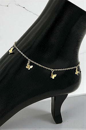 BUTTERFLY CHARMS DANGLE CHAIN ANKLET