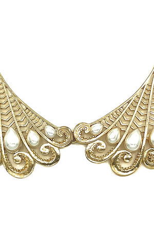 Pearl Cut Out Metal Wing Necklace