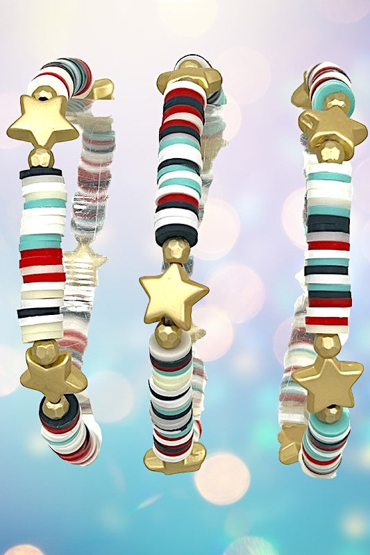 Clay Disk Star Accent Multi Bracelet Set