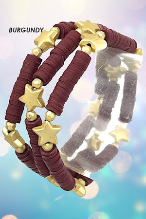 Clay Disk Star Accent Multi Bracelet Set