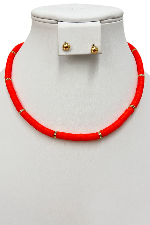 Disk Bead Layered Necklace Set