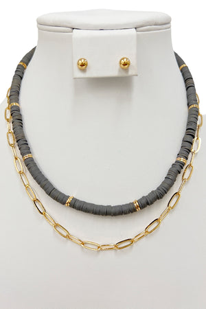 Disk Bead Layered Necklace Set