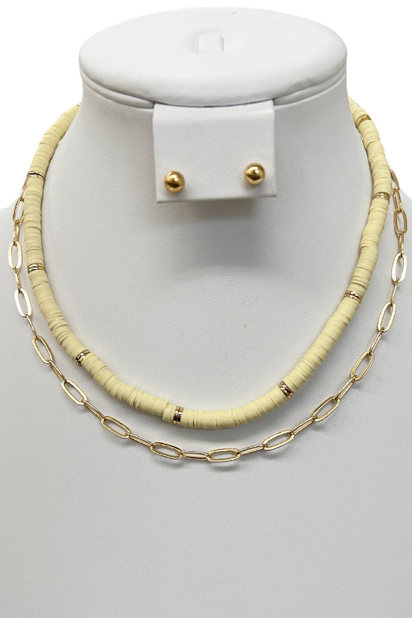 Disk Bead Layered Necklace Set