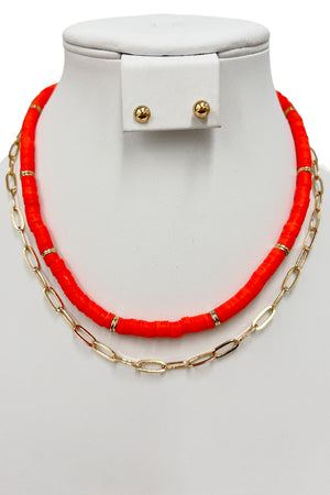 Disk Bead Layered Necklace Set