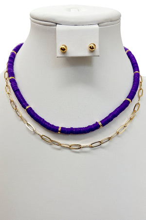 Disk Bead Layered Necklace Set