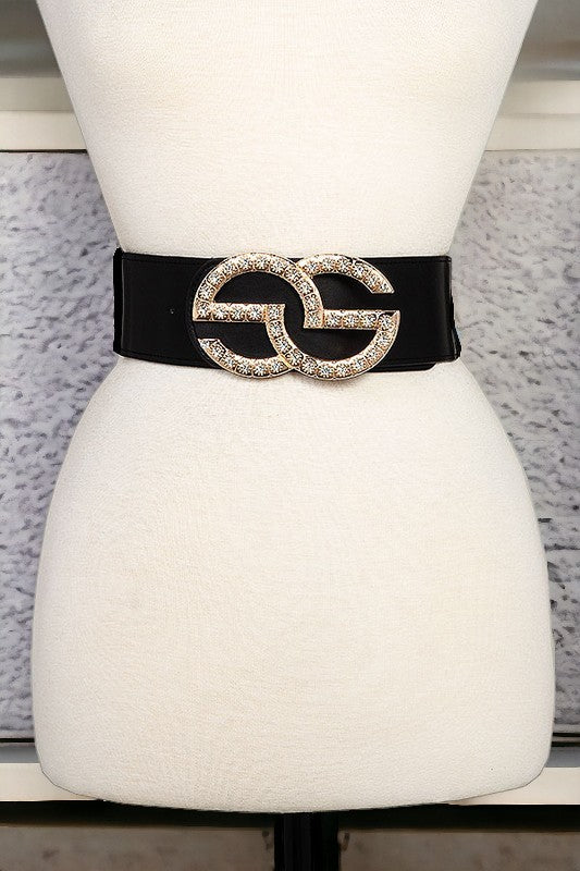 Rhinestone Buckle Fashion Stretch Belt