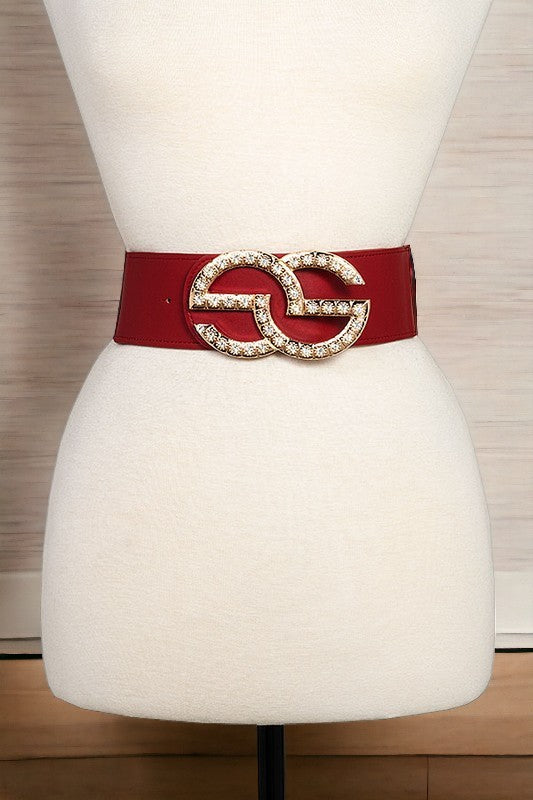 Rhinestone Buckle Fashion Stretch Belt