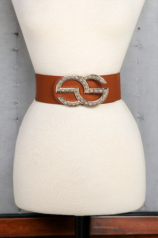 Rhinestone Buckle Fashion Stretch Belt