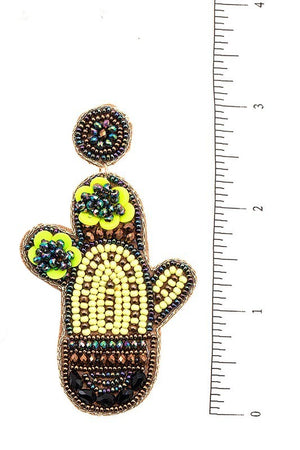 BEADED CACTUS DROP EARRING