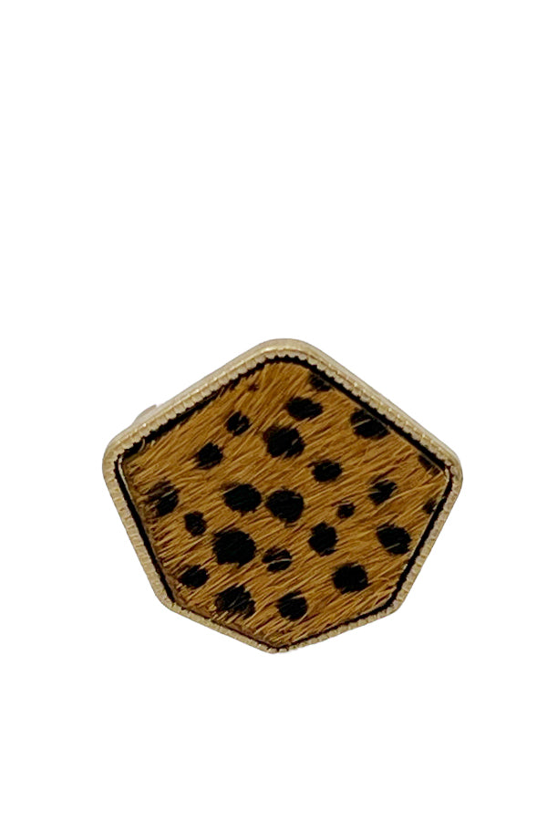 ANIMAL PRINT GEO SHAPE CUFF RING