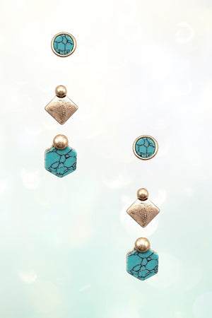 MIX SEMI PRECIOUS POST EARRING SET