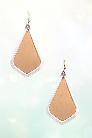 TWO TONE TEARDROP DANGLE EARRING
