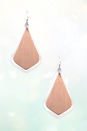 TWO TONE TEARDROP DANGLE EARRING