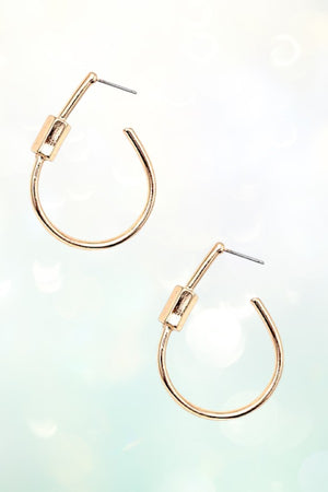 SEMI TEARDROP NUT ACCENT SEMI HOOP EARRING