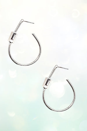 SEMI TEARDROP NUT ACCENT SEMI HOOP EARRING