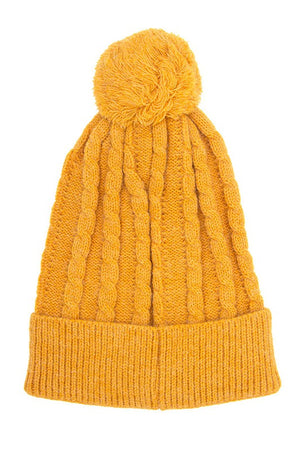 Rib Knot Pom Pom Beanie