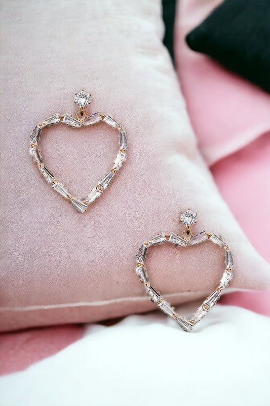 Crystal Gem Heart Drop Earring