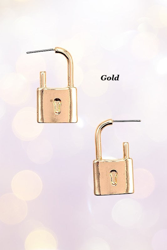 LOCK ACCENT DROP EARRING