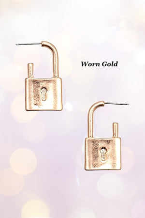 LOCK ACCENT DROP EARRING