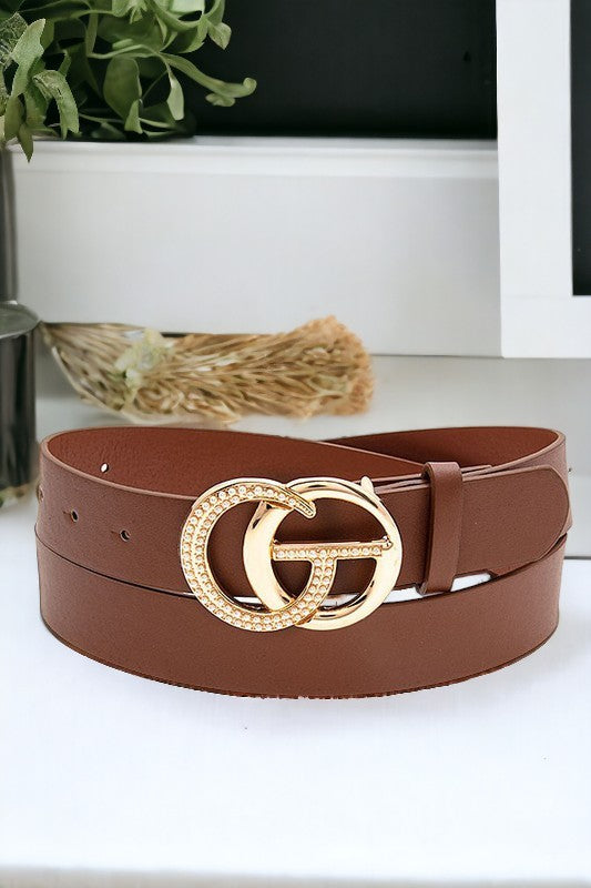 Pearl Accent Fashion Buckle Belt