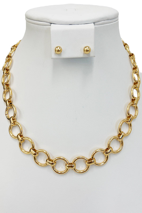 Circle Link Chain Necklace Set