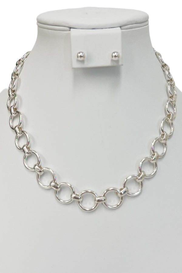 Circle Link Chain Necklace Set